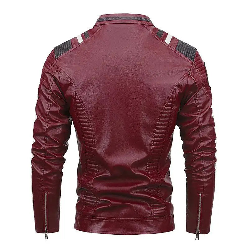 Mens Vintage Motorcycle Jacket 2021 Men Fashion New Biker Leather Jacket Male Embroidery Bomber Coat Winter Fleece Pu Overcoat