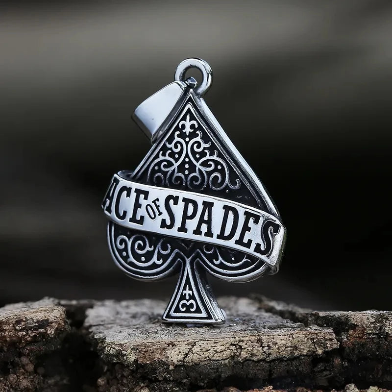 2022 New Ace of Spades Men Necklaces Jewelry,Stainless Steel Poker A Pendant,Rock Punk Casino Good Fortune Collar Accessory