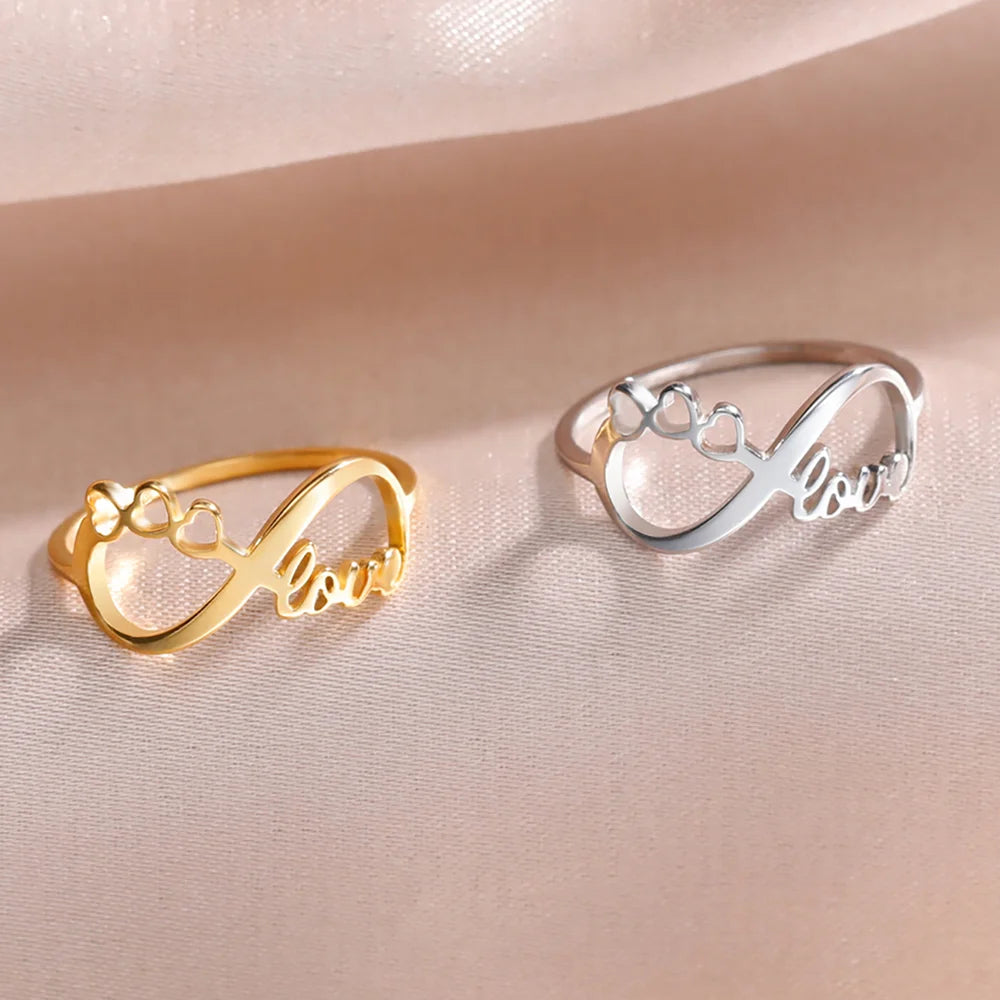 Cazador Infinity Rings for Women Stainless Steel Heart Love Strength Always Letter Rings Jewelry Wedding Anniversary Gift 2024