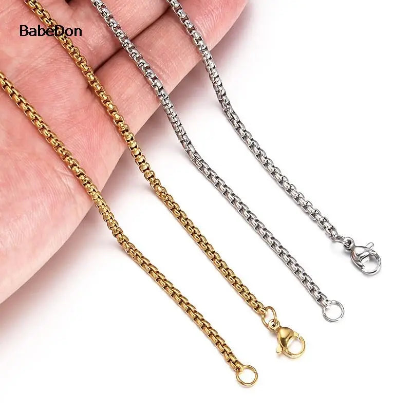 2/3/4/5mm Men's Black Color Plated Stainless Steel Square Rolo Box Chain Ladies Necklace Jewelry Gift Bracelet Accessories