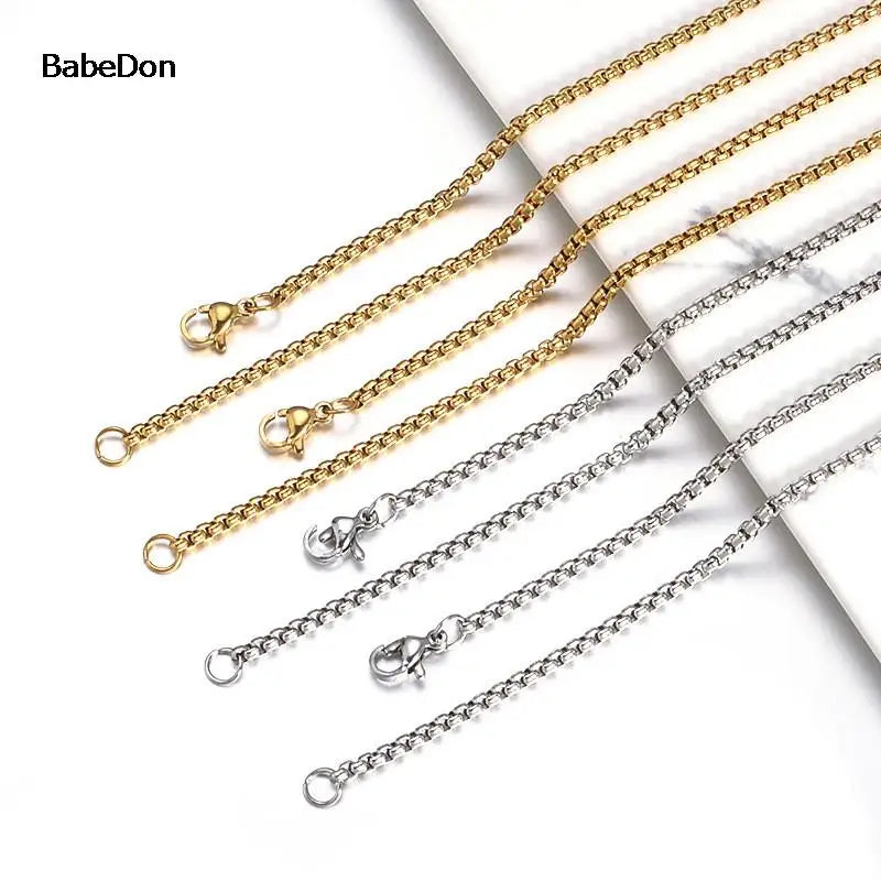 2/3/4/5mm Men's Black Color Plated Stainless Steel Square Rolo Box Chain Ladies Necklace Jewelry Gift Bracelet Accessories